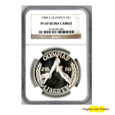 1988 USA Silver Proof $1 - S Olympics NGC PF69 ULTRA CAMEO  1988 USA Silver Proof $1 - S Olympics NGC PF69 ULTRA CAMEO